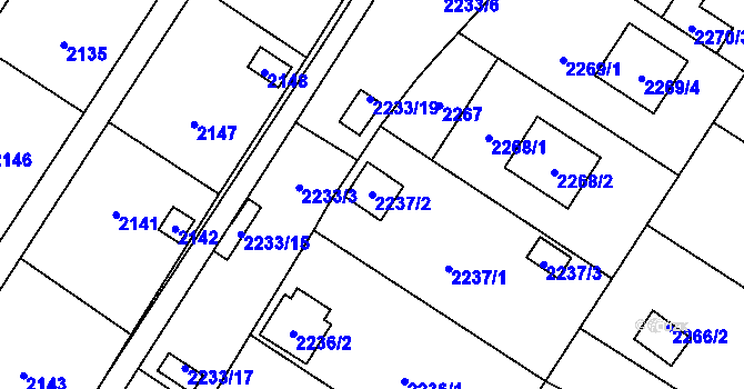 Parcela st. 2237/2 v KÚ Skvrňany, Katastrální mapa
