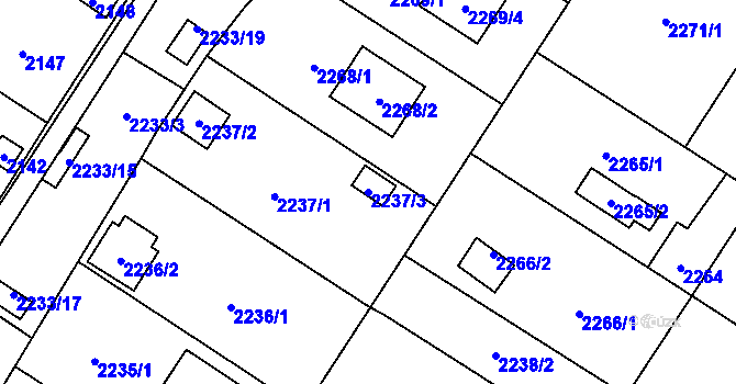 Parcela st. 2237/3 v KÚ Skvrňany, Katastrální mapa