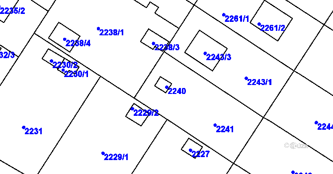 Parcela st. 2240 v KÚ Skvrňany, Katastrální mapa
