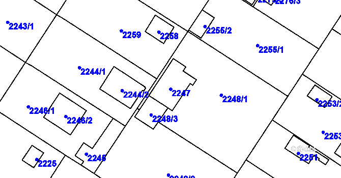 Parcela st. 2247 v KÚ Skvrňany, Katastrální mapa
