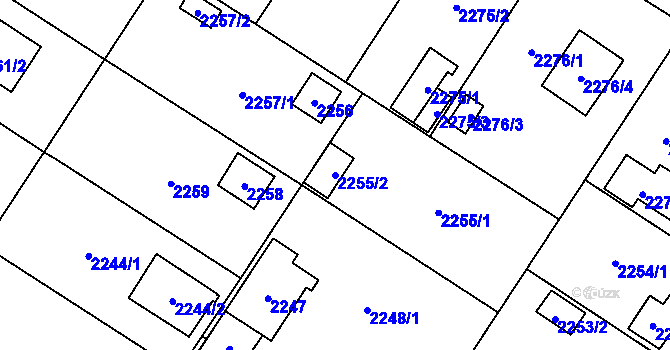 Parcela st. 2255/2 v KÚ Skvrňany, Katastrální mapa
