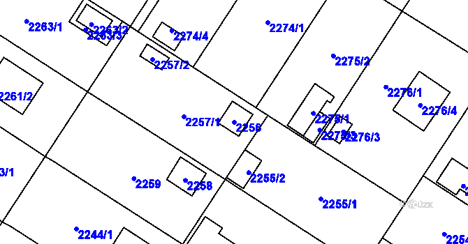 Parcela st. 2256 v KÚ Skvrňany, Katastrální mapa