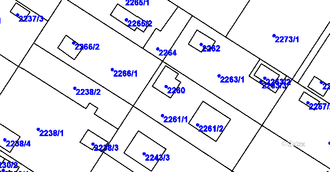 Parcela st. 2260 v KÚ Skvrňany, Katastrální mapa