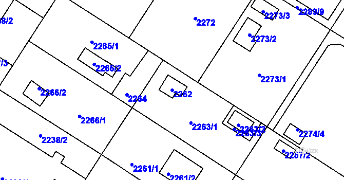 Parcela st. 2262 v KÚ Skvrňany, Katastrální mapa