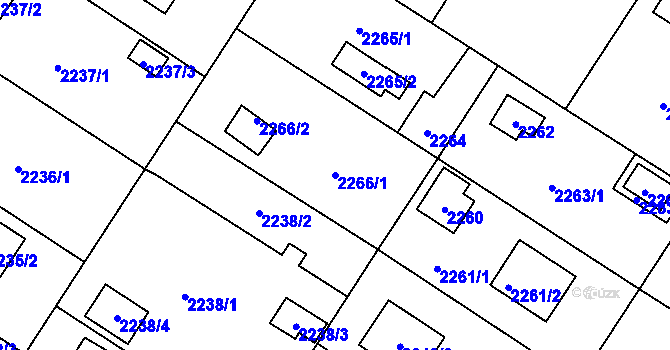 Parcela st. 2266/1 v KÚ Skvrňany, Katastrální mapa