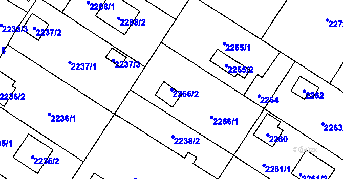 Parcela st. 2266/2 v KÚ Skvrňany, Katastrální mapa