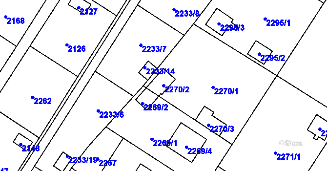 Parcela st. 2270/2 v KÚ Skvrňany, Katastrální mapa