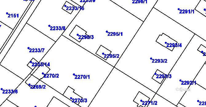 Parcela st. 2295/2 v KÚ Skvrňany, Katastrální mapa