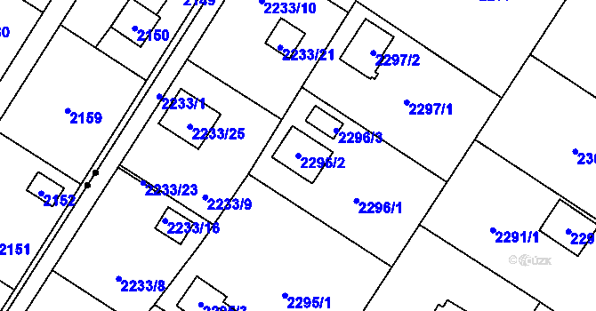 Parcela st. 2296/2 v KÚ Skvrňany, Katastrální mapa