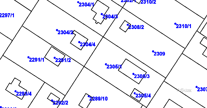 Parcela st. 2305/2 v KÚ Skvrňany, Katastrální mapa
