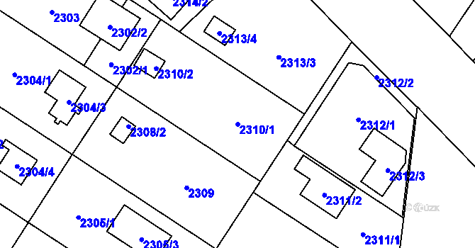 Parcela st. 2310/1 v KÚ Skvrňany, Katastrální mapa