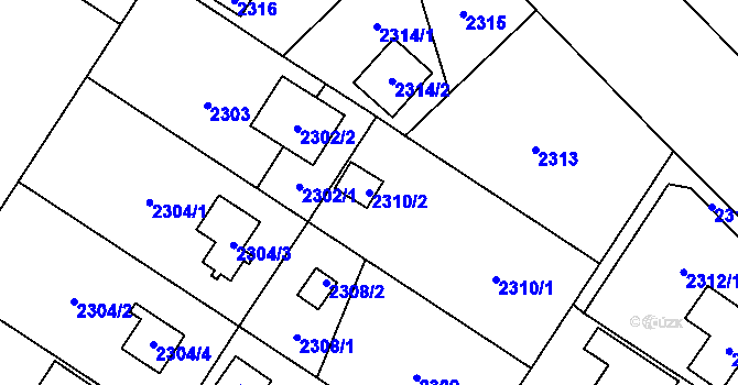 Parcela st. 2310/2 v KÚ Skvrňany, Katastrální mapa