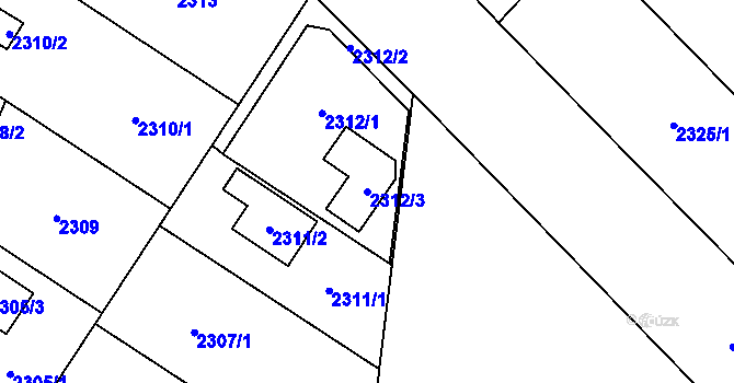 Parcela st. 2312/3 v KÚ Skvrňany, Katastrální mapa