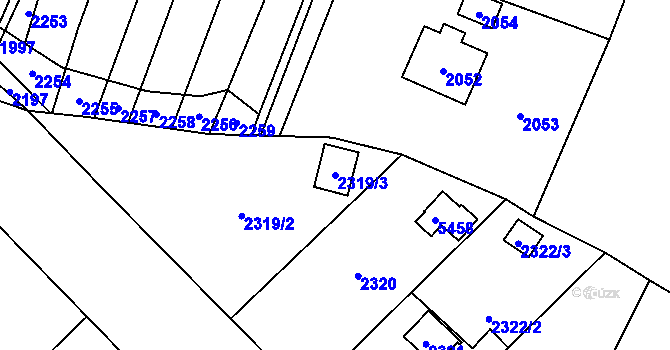 Parcela st. 2319/3 v KÚ Skvrňany, Katastrální mapa