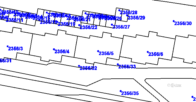 Parcela st. 2356/5 v KÚ Skvrňany, Katastrální mapa