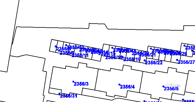 Parcela st. 2356/15 v KÚ Skvrňany, Katastrální mapa