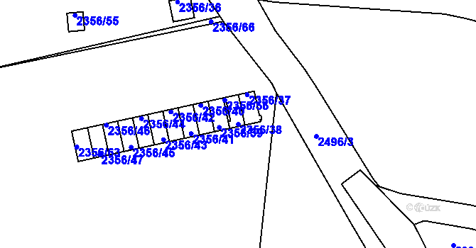 Parcela st. 2356/38 v KÚ Skvrňany, Katastrální mapa