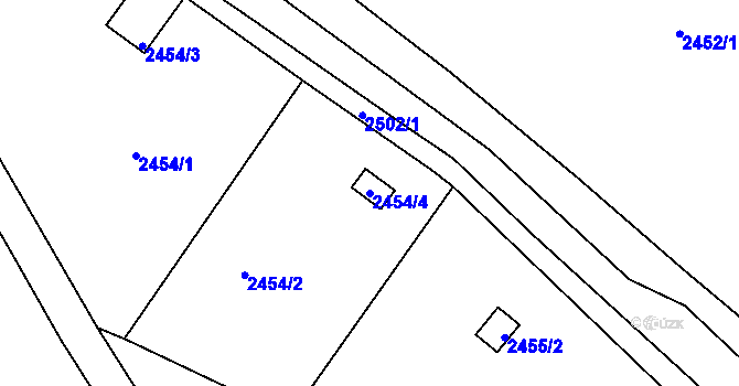 Parcela st. 2454/4 v KÚ Skvrňany, Katastrální mapa