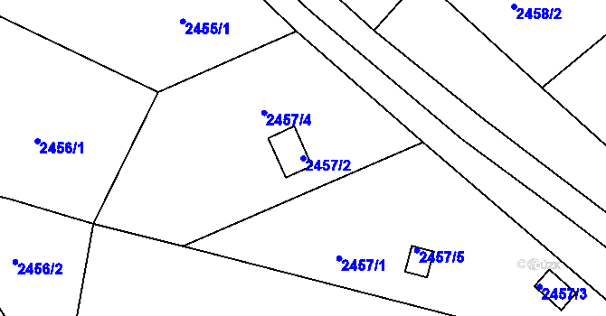 Parcela st. 2457/2 v KÚ Skvrňany, Katastrální mapa