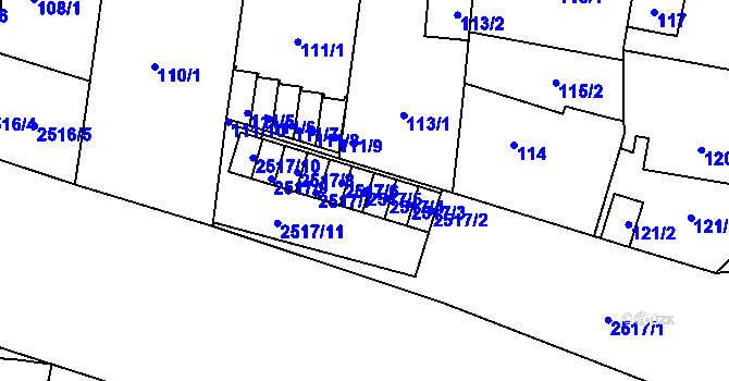 Parcela st. 2517/5 v KÚ Skvrňany, Katastrální mapa