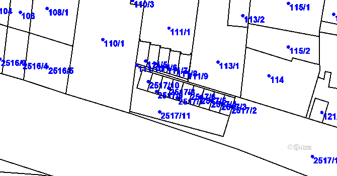 Parcela st. 2517/8 v KÚ Skvrňany, Katastrální mapa