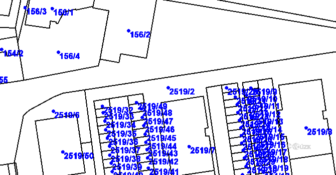 Parcela st. 2519/2 v KÚ Skvrňany, Katastrální mapa