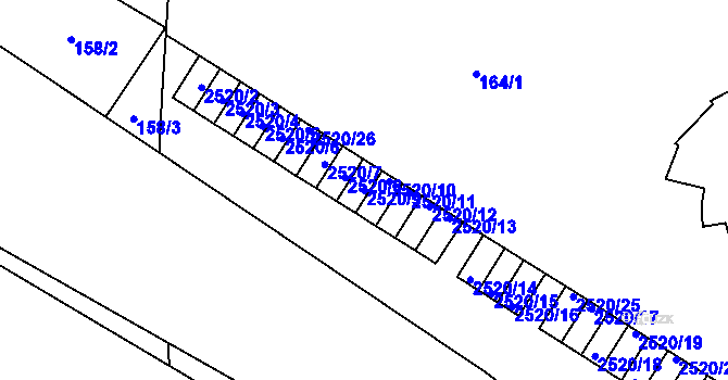 Parcela st. 2520/9 v KÚ Skvrňany, Katastrální mapa