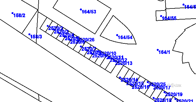 Parcela st. 2520/10 v KÚ Skvrňany, Katastrální mapa