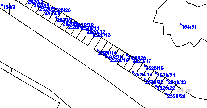 Parcela st. 2520/15 v KÚ Skvrňany, Katastrální mapa