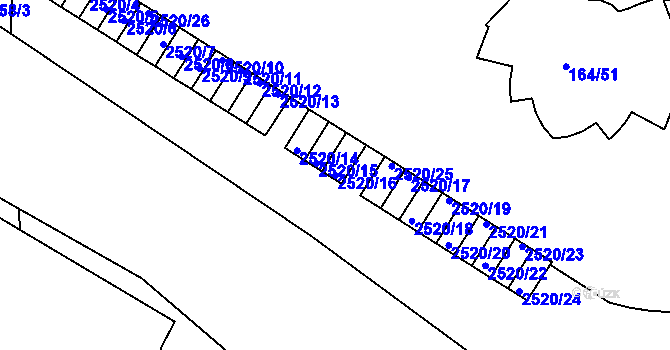 Parcela st. 2520/16 v KÚ Skvrňany, Katastrální mapa