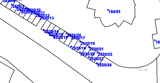 Parcela st. 2520/19 v KÚ Skvrňany, Katastrální mapa