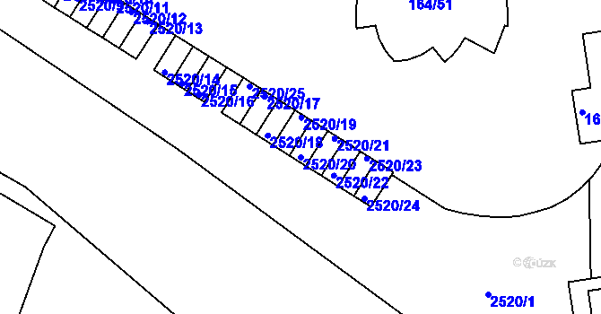 Parcela st. 2520/20 v KÚ Skvrňany, Katastrální mapa