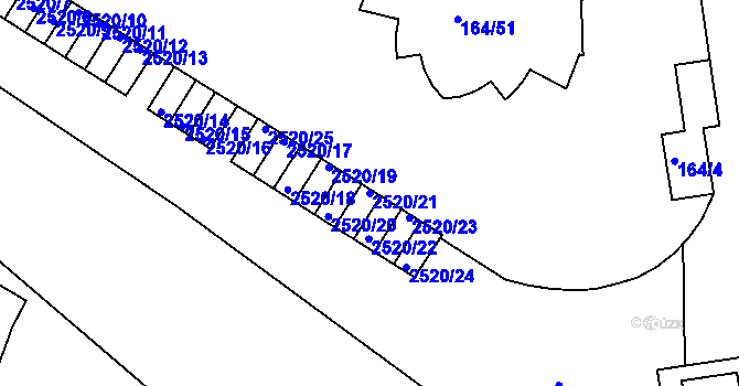 Parcela st. 2520/21 v KÚ Skvrňany, Katastrální mapa