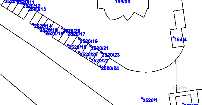 Parcela st. 2520/23 v KÚ Skvrňany, Katastrální mapa