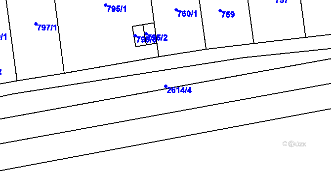 Parcela st. 2614/4 v KÚ Skvrňany, Katastrální mapa