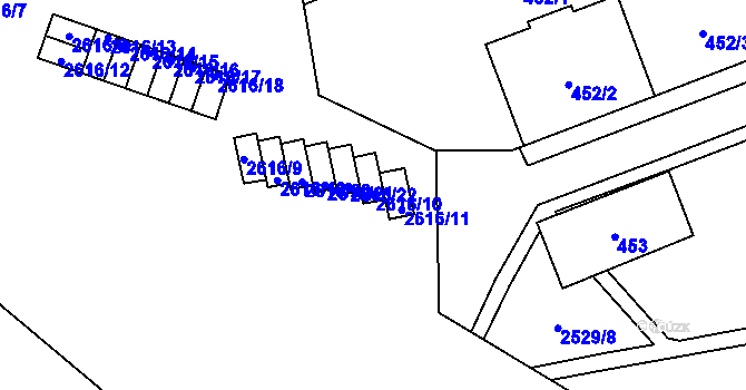 Parcela st. 2616/10 v KÚ Skvrňany, Katastrální mapa