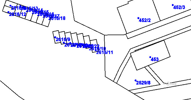 Parcela st. 2616/11 v KÚ Skvrňany, Katastrální mapa