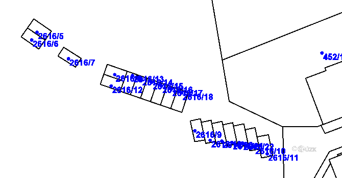 Parcela st. 2616/17 v KÚ Skvrňany, Katastrální mapa