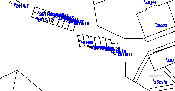 Parcela st. 2616/19 v KÚ Skvrňany, Katastrální mapa