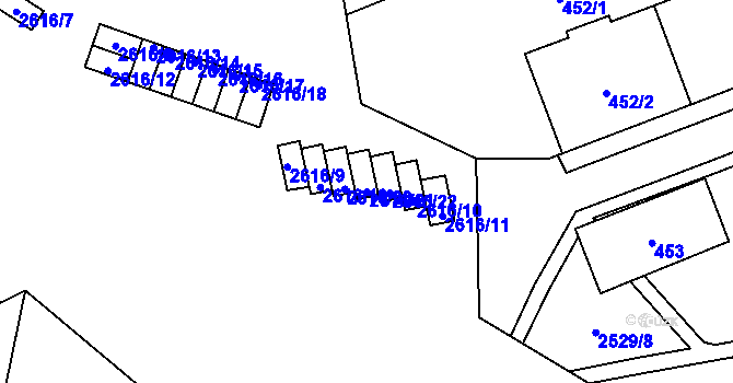 Parcela st. 2616/21 v KÚ Skvrňany, Katastrální mapa