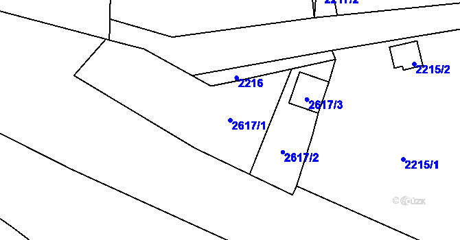 Parcela st. 2617/1 v KÚ Skvrňany, Katastrální mapa