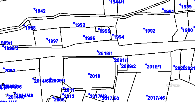 Parcela st. 2618/1 v KÚ Skvrňany, Katastrální mapa