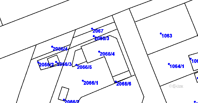 Parcela st. 2066/4 v KÚ Skvrňany, Katastrální mapa