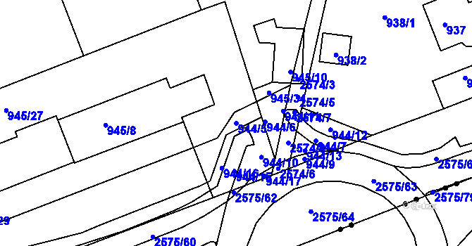Parcela st. 944/5 v KÚ Skvrňany, Katastrální mapa