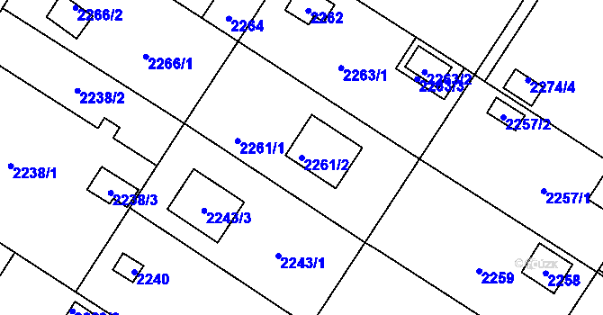 Parcela st. 2261/2 v KÚ Skvrňany, Katastrální mapa