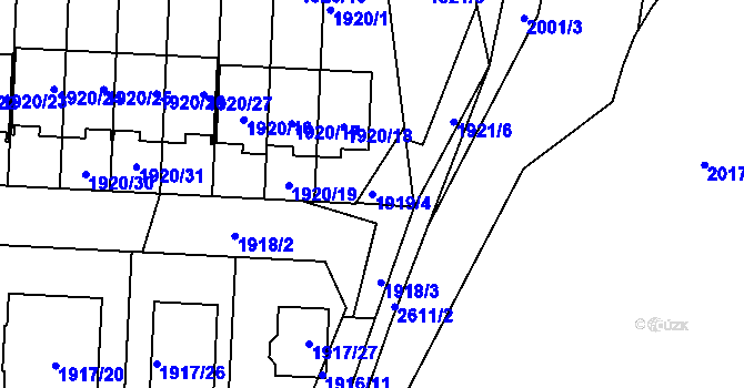 Parcela st. 1919/4 v KÚ Skvrňany, Katastrální mapa