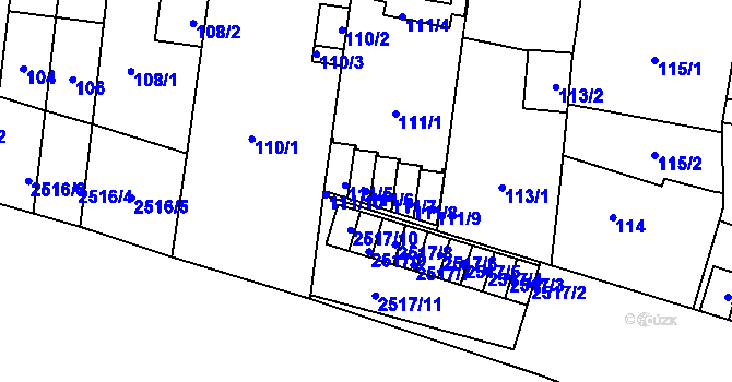 Parcela st. 111/6 v KÚ Skvrňany, Katastrální mapa