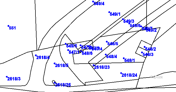 Parcela st. 547/3 v KÚ Skvrňany, Katastrální mapa