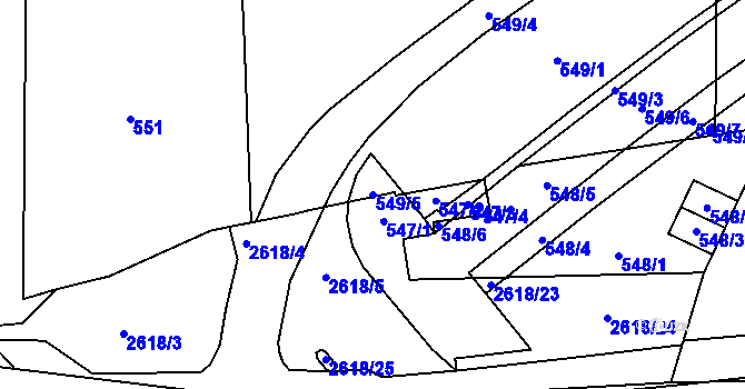Parcela st. 549/5 v KÚ Skvrňany, Katastrální mapa