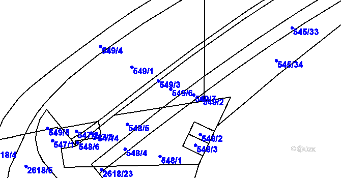Parcela st. 549/6 v KÚ Skvrňany, Katastrální mapa
